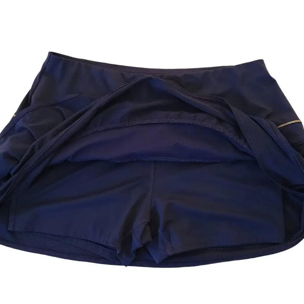 Lucky In Love Womens Navy Blue Ruffled Tennis Skort XL